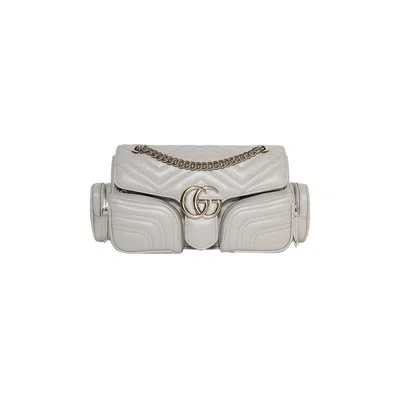 Pre-owned Gucci Marmont Small Multi Pocket Bag 'sphinx' | Grey | Women's Size Onesize In Gray