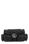 Gucci Small Shoulder Bag With Chain Strap And Chevron Pattern In Black