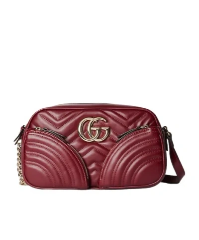 Gucci Small Gg Marmont Shoulder Bag In Red