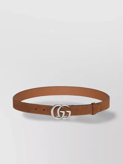 Gucci Marmont Thin Belt Gg Suede Finish In White