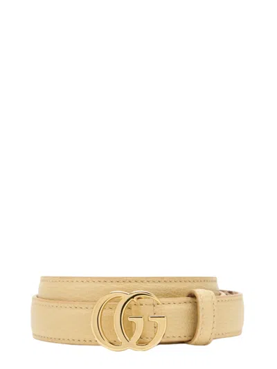 Gucci Marmont Thin Belt In Patent Leather With Double G Buckle In Brown