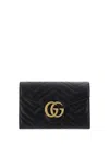 Gucci Gg Marmont Wallet In Nero/nat.beig/ne/ne
