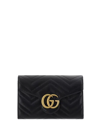 Gucci Marmont Wallet In Nero/nat.beig/ne/ne