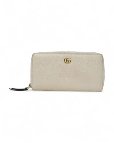 Gucci Marmont Zip Wallet In White In Neutral