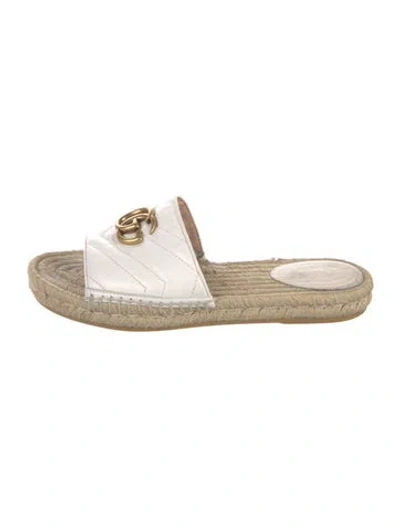 Pre-owned Gucci Marmount Charlotte Double G Logo Espadrilles In White