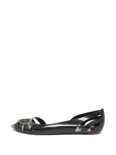 Pre-owned Gucci Marola Logo-detail Ballet Flats In Black