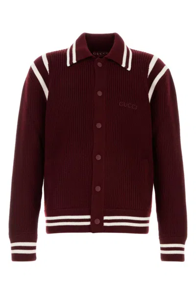 GUCCI MAROON WOOL CARDIGAN