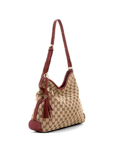 Pre-owned Gucci Marrakech Gg Canvas Medium Hobo Bag In Brown