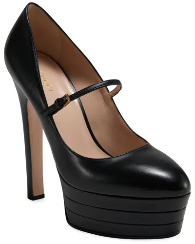 Gucci Mary Jane Leather Pump In Black