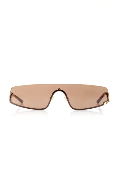 Gucci Mask-frame Metal; Bio-nylon Sunglasses In Brown