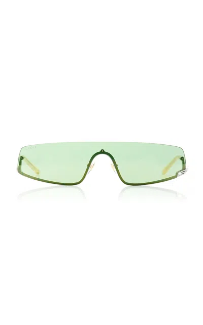Gucci Mask-frame Metal; Bio-nylon Sunglasses In Green