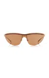 Gucci Mask-frame Metal Sunglasses In Brown