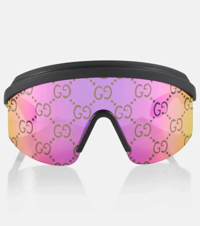 Gucci Mask Sunglasses In Black-black-pink