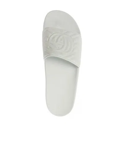 Gucci Matelassé Rubber Pool Slides In White