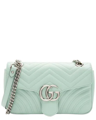 Gucci Matelassé Gg Marmont Medium Flap Bag (authentic Pre-loved) In Green