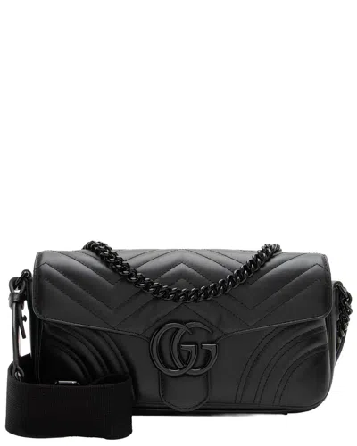 Gucci Matelassé Gg Marmont Monochrome Small Flap Bag (authentic Pre-loved) In Black