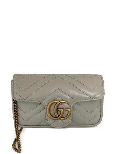 Gucci Matelassé Gg Marmont Shoulder Bag In Gray