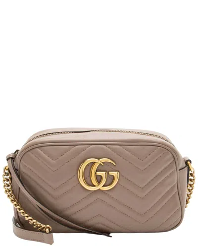 Gucci Matelassé Leather Gg Marmont Small Camera Bag (authentic Pre-loved) In Brown