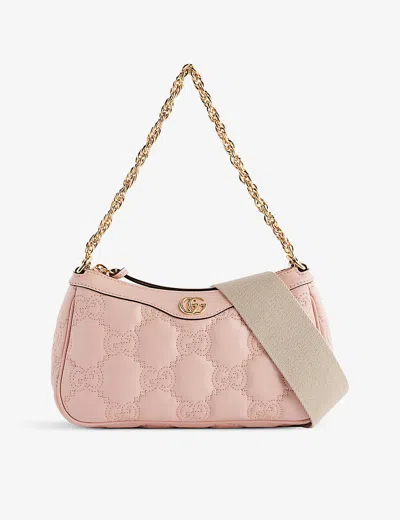 Gucci Matelassé Leather Shoulder Bag In Perfect Pink/natural