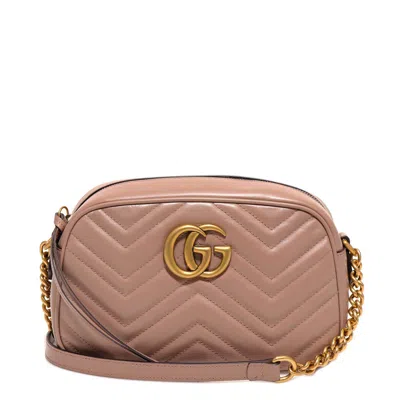 Gucci Matelassé Leather Shoulder Bag With Metal Gg Logo In Pink