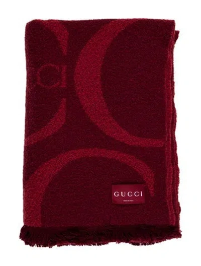 Pre-owned Gucci Max Bouclé Blanket In Burgundy