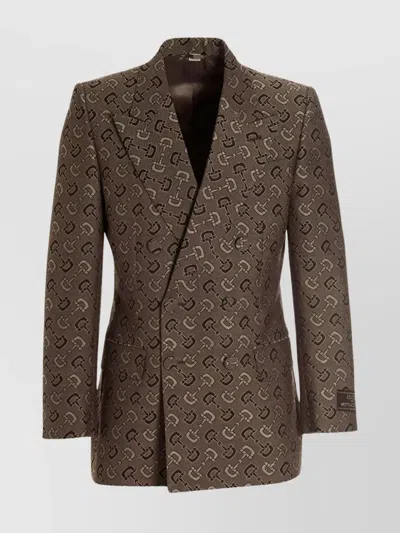 Gucci Horsebit Maxi Blazer Jacket In Brown