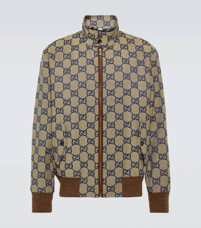 Gucci Maxi Gg Canvas Cotton-blend Jacket In Cream