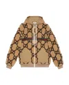 Gucci Maxi Gg-pattern Fleece Jacket In Nude