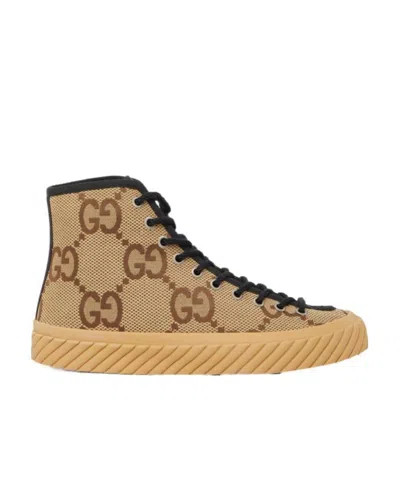Gucci Maxi Gg High-top Sneakers In Brown
