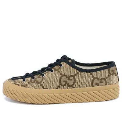 Gucci Maxi Gg Lace-up Sneakers 'beige Black'
