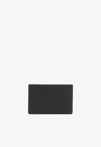 Gucci Maxi Gg Leather Cardholder In Black
