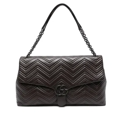 Gucci Maxi Gg Marmont Shoulder Bag In Brown
