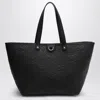 Gucci Men Leather Shopping Bag With Jumbo Gg Motif In Black