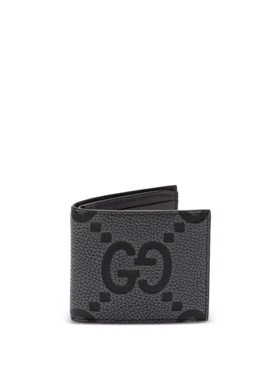 Gucci Jumbo Gg Leather Bifold Wallet In Gray