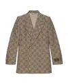 Gucci Maxi Horsebit Pattern Cotton Jacket In Gray