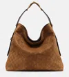 Gucci Large Beatrix Brown Suede Shopping Bag Women In Brown