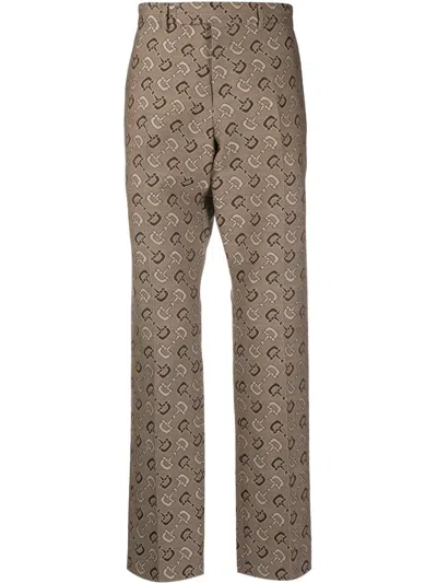 Gucci Maxi Horsebit-motif Tailored Trousers In Nude