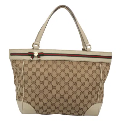 Pre-owned Gucci Mayfair Beige Canvas Tote Bag ()