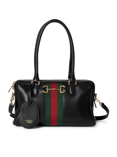 Gucci Medium Borsetto Leather Shoulder Bag In Black