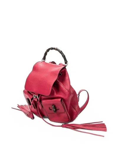 Pre-owned Gucci Medium Bamboo Tassel Backpack In Pink