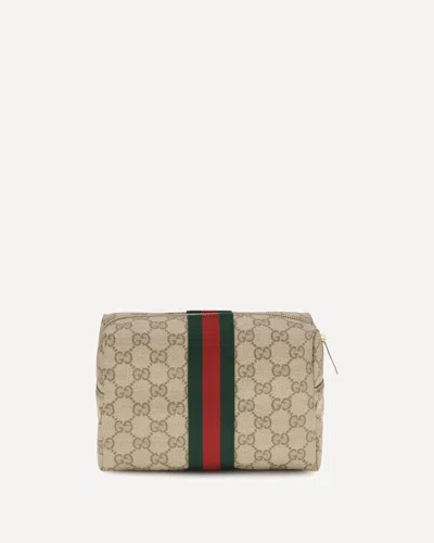 Gucci Medium Beauty Case With Web Stripe In Orange