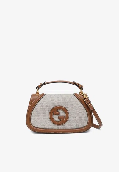 Gucci Medium Blondie Canvas And Leather Crossbody Bag In Brown