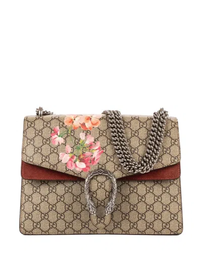Pre-owned Gucci Medium Blooms Dionysus Floral-print Shoulder Bag In Neutral