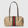Gucci Medium Boston Bag With Web In Neutral