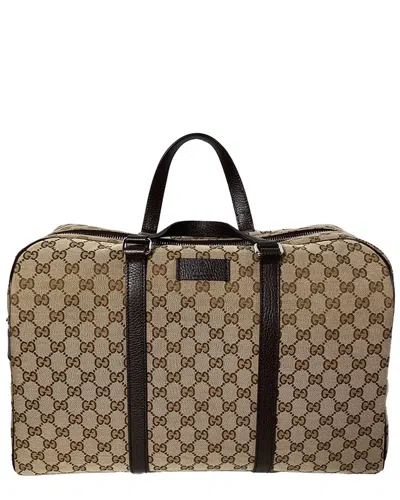 Gucci Medium Boston Duffle Bag In Brown Canvas