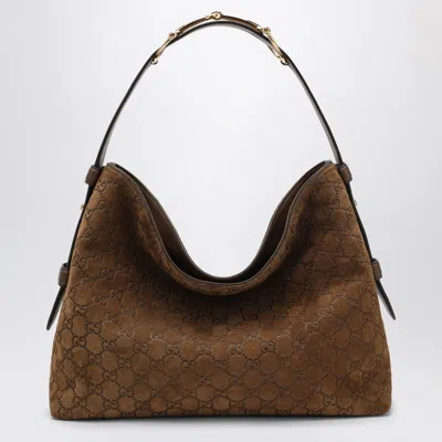 Gucci Medium Brown Gg Suede Beatrix Shoulder Bag Women