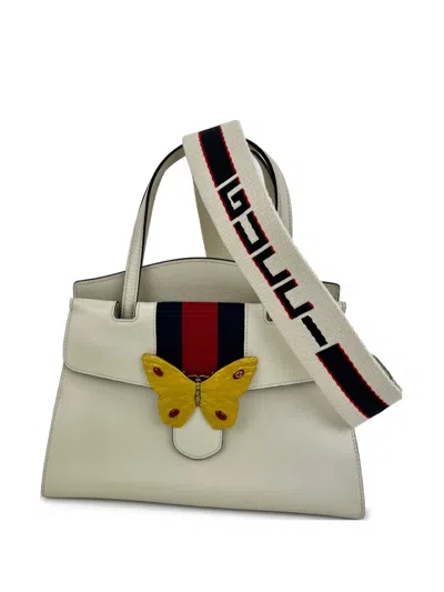 Pre-owned Gucci Medium Butterfly Totem Tote Bag In Neutral