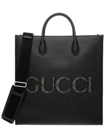Gucci Medium Canvas & Leather Tote In Black
