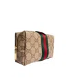 Gucci Medium Cosmetic Case With Web In Brown