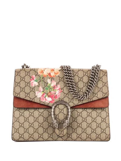 Pre-owned Gucci Medium Dionysus Blooms Floral-print Shoulder Bag In Neutral
